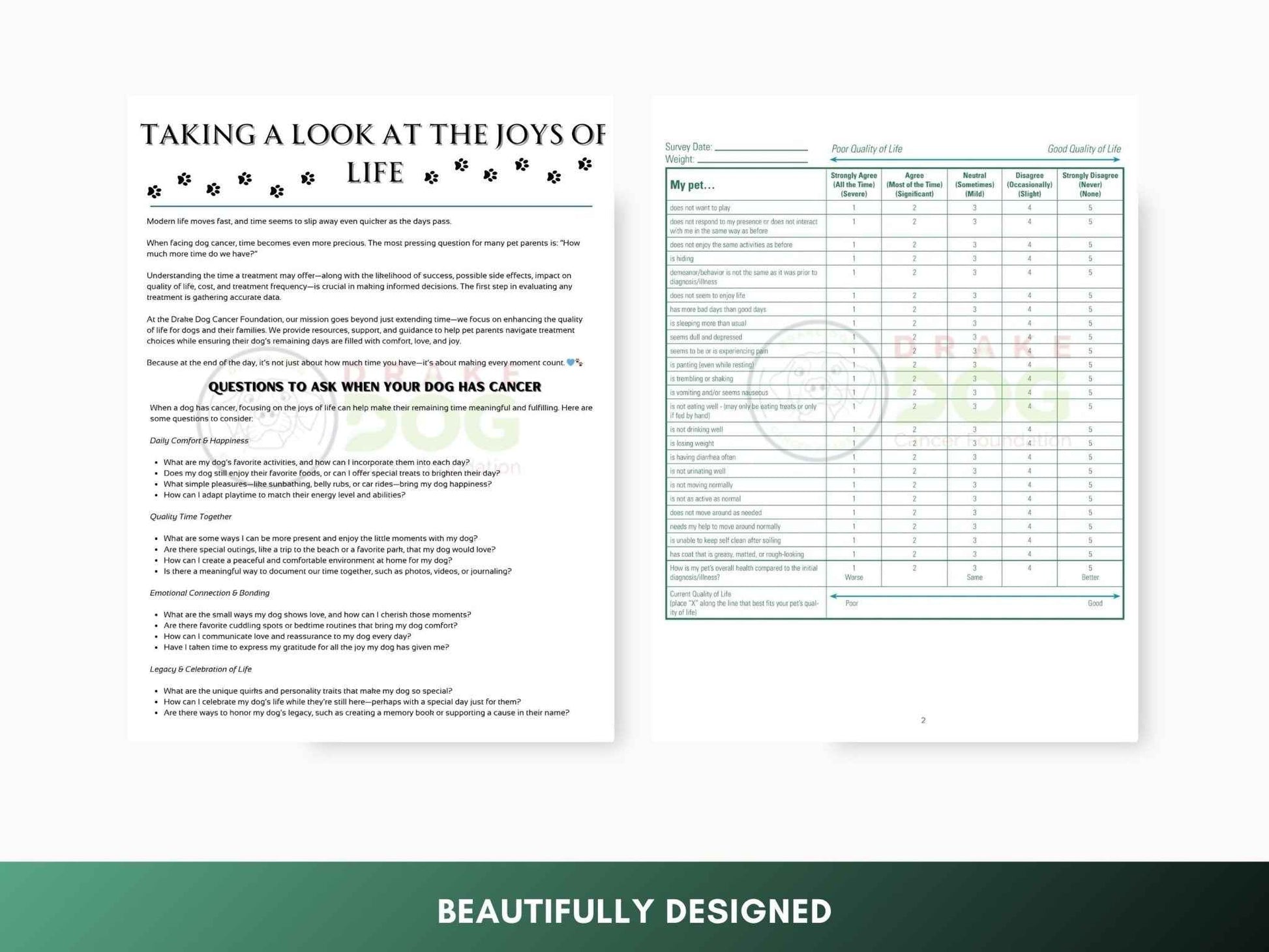 Dog Quality of Life Assessment | Printable Pet Health Tracker